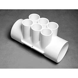 PVC 6 Outlet Slip Manifold 2 in. x 2 in. x 3/4 in. Spigot x Slip ...