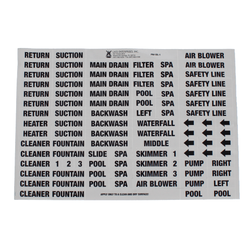 Lass Equipment Id Label, Black Print | IDL-1 | Heritage Pool Plus
