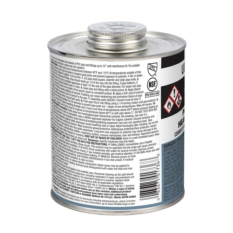Oatey 1736S OATEY PVC CEMENT HEAVY DUTY GRAY QUART  OTY image 2