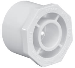 Reducing Bushing, Spigot x Slip White PVC Schedule 40
