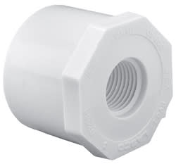 Reducing Bushing, Spigot x FPT White PVC Schedule 40