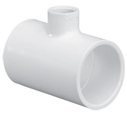 2-1/2in x 2-1/2in x 1in Tee PVC Sch. 40 Slip  401-289