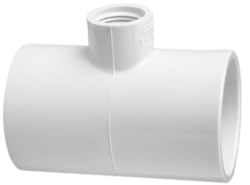 Reducing Tee, 1 x 1 x 1/2" Slip x Slip x FPT White PVC Schedule 40 | 402-130BC