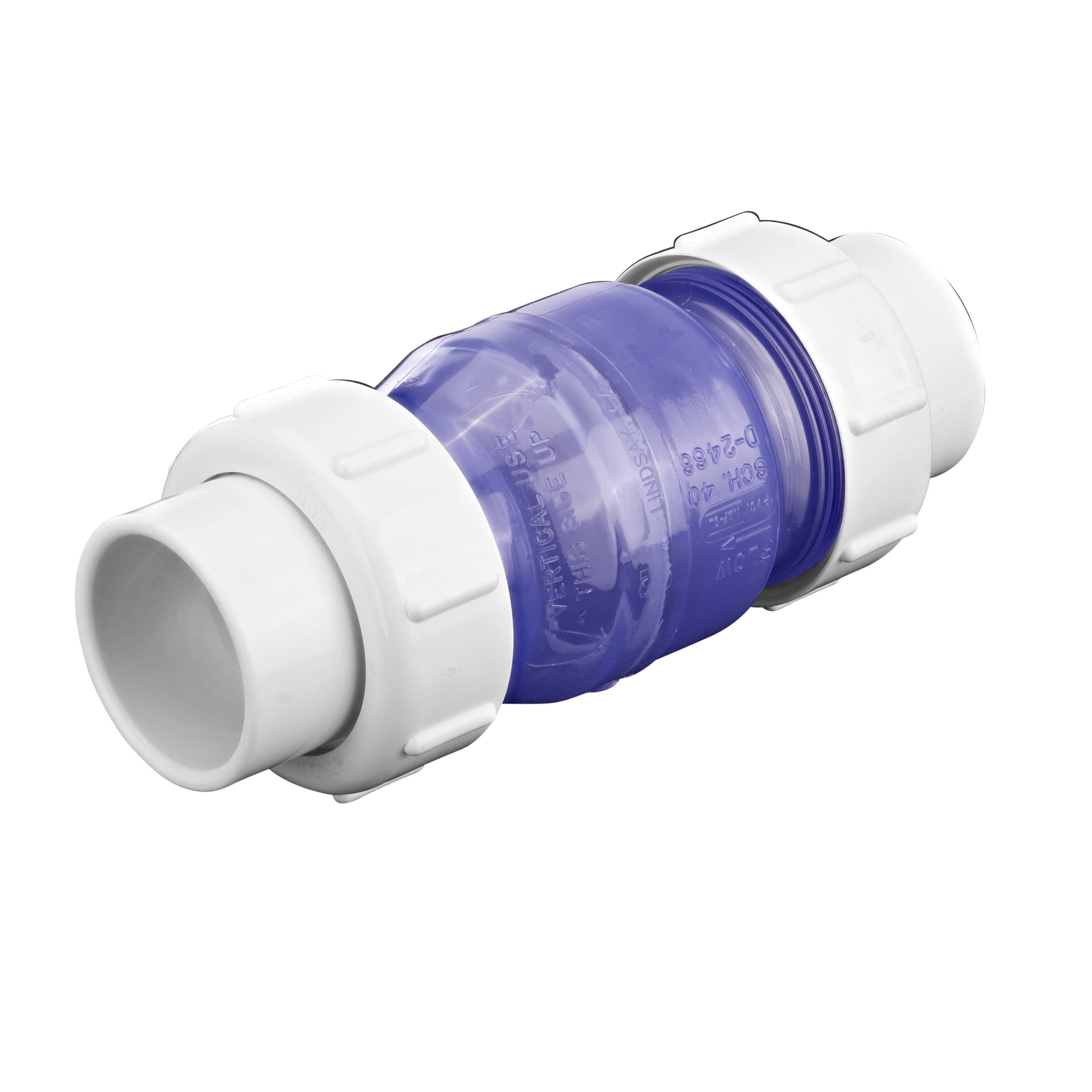 NDS Swing Check Valve, Slip Clear PVC 125 psi 1700 Series True Union Low-Profile