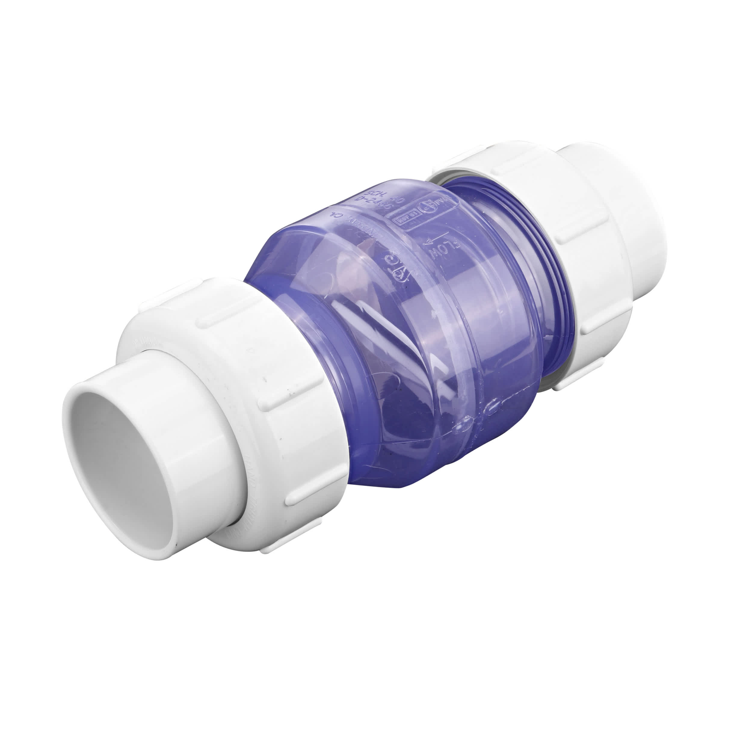 NDS Swing Check Valve, Slip Clear PVC 125 psi 1700 Series True Union Low-Profile - product image
