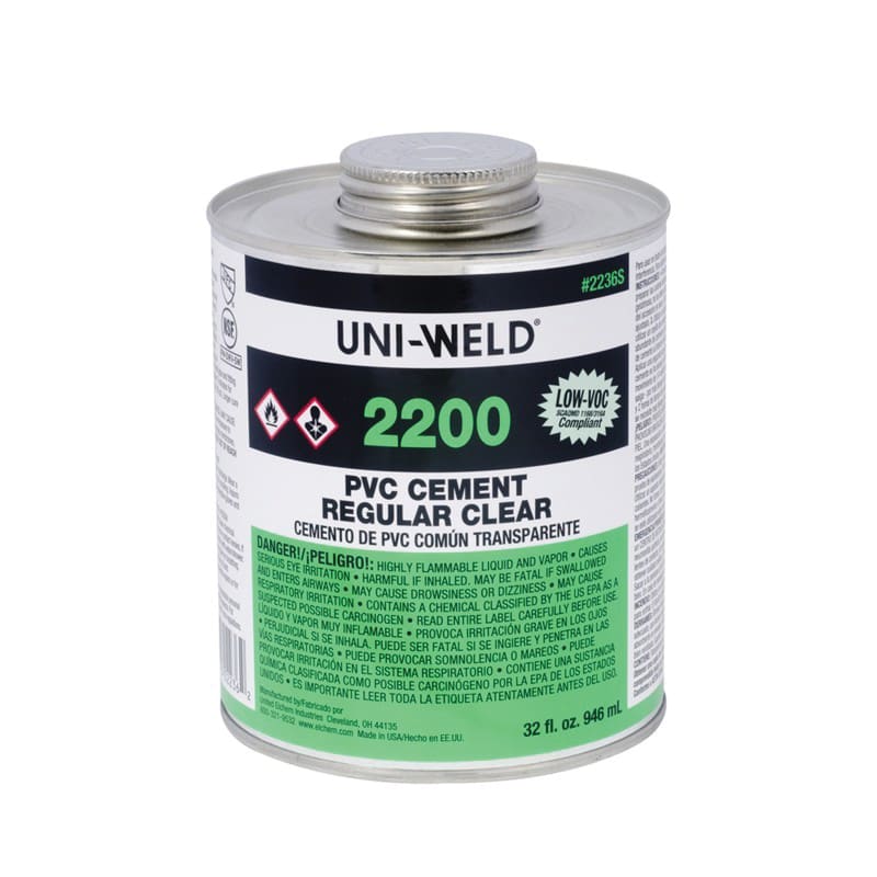 Oatey 1 Quart Can Clear 2200 Series Regular Bodied Fast Set PVC Cement - product image