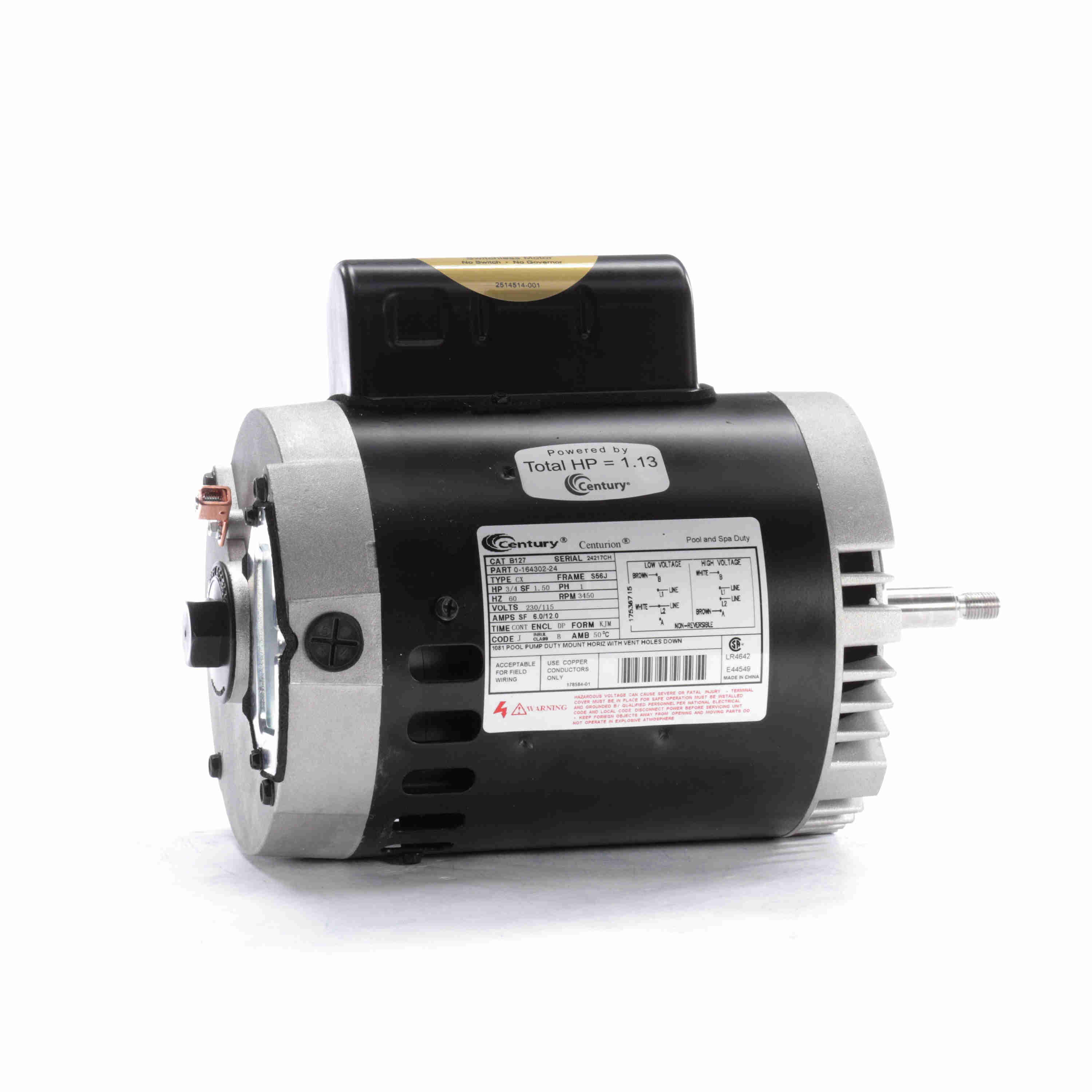 Century Centurion 3/4 hp Single-Phase 230V S56J Round Pump Motor | B127 image 3