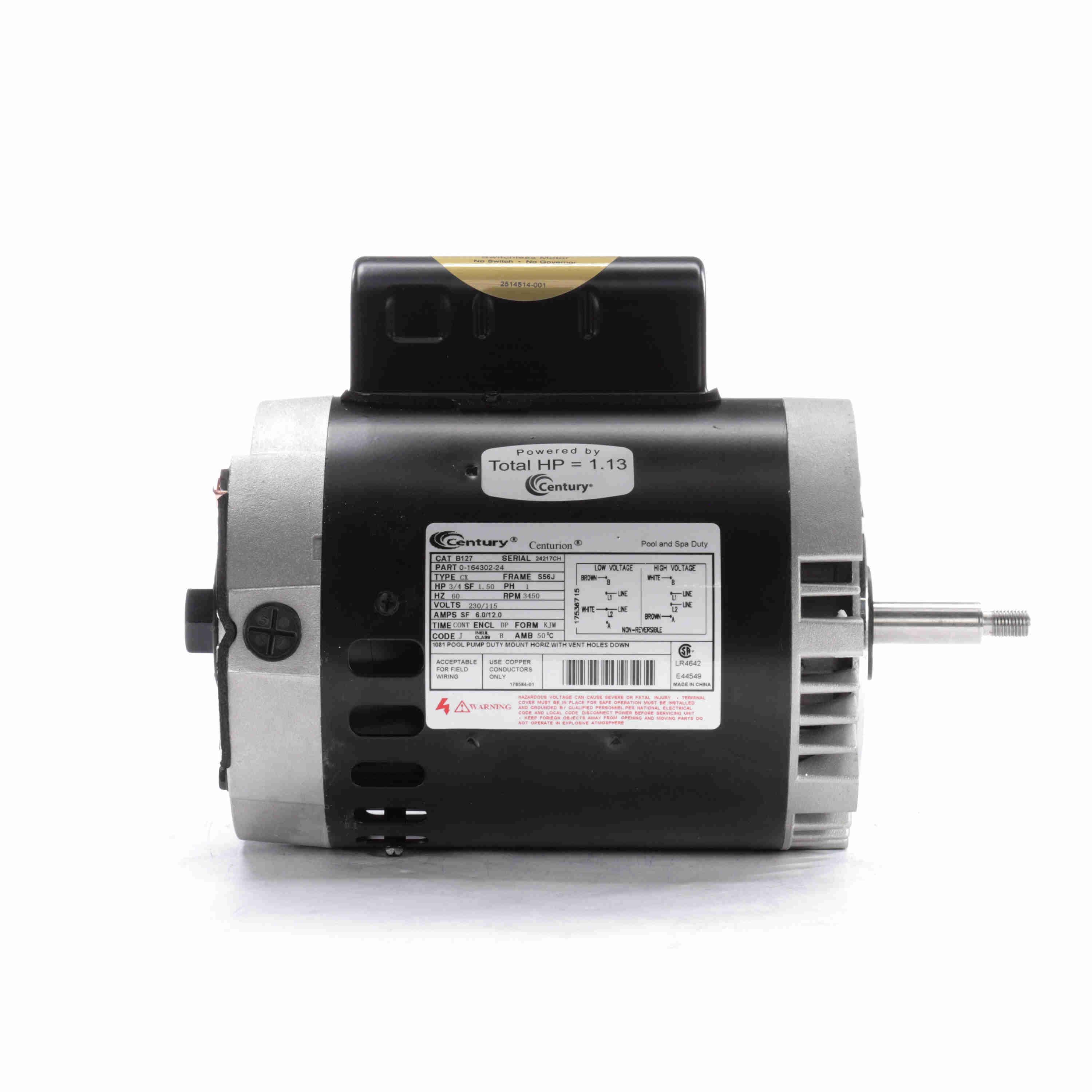 Century Centurion 3/4 hp Single-Phase 230V S56J Round Pump Motor | B127 image 4