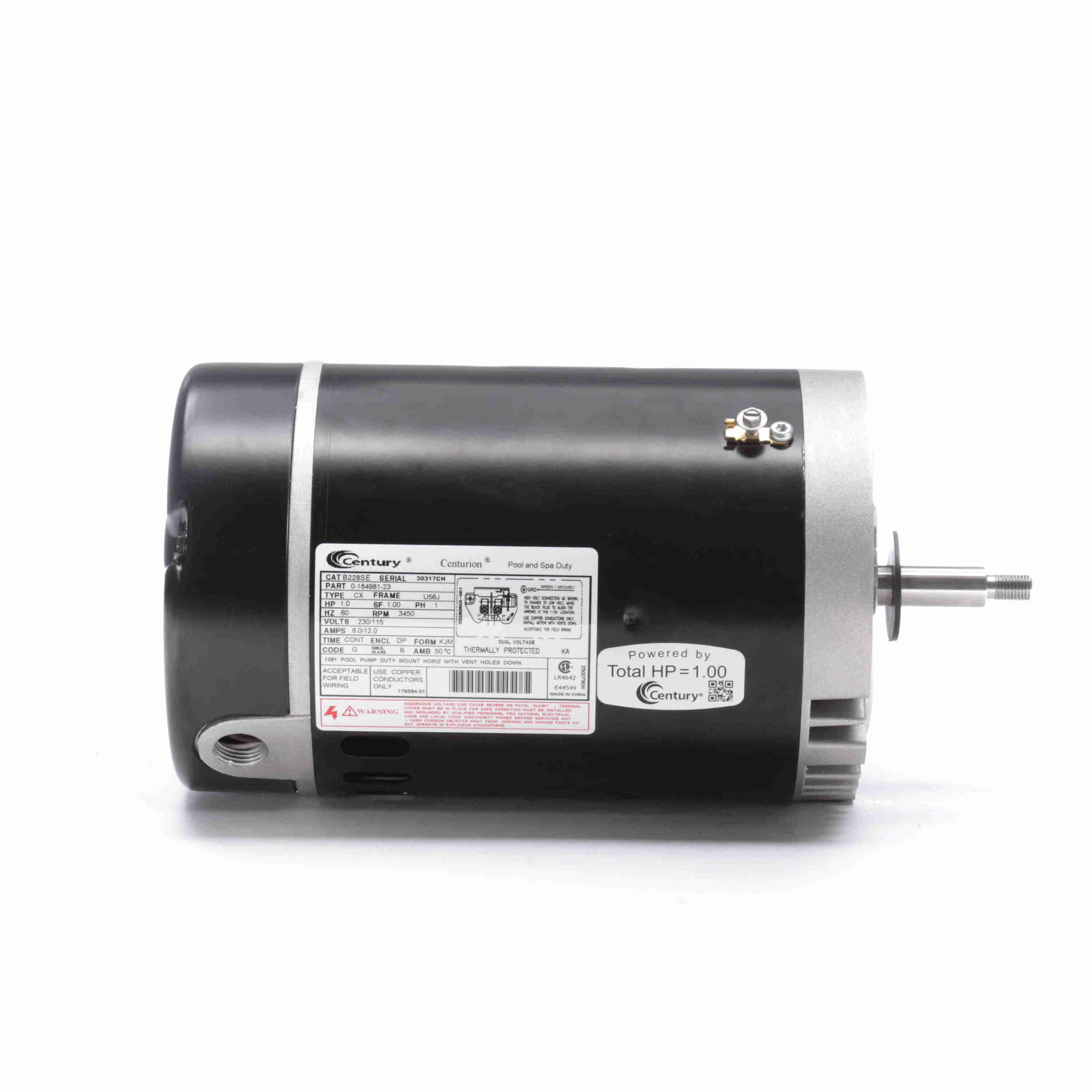 Century Centurion 1 hp Single-Phase 115/230V U56J Round Pump Motor | B228SE image 3