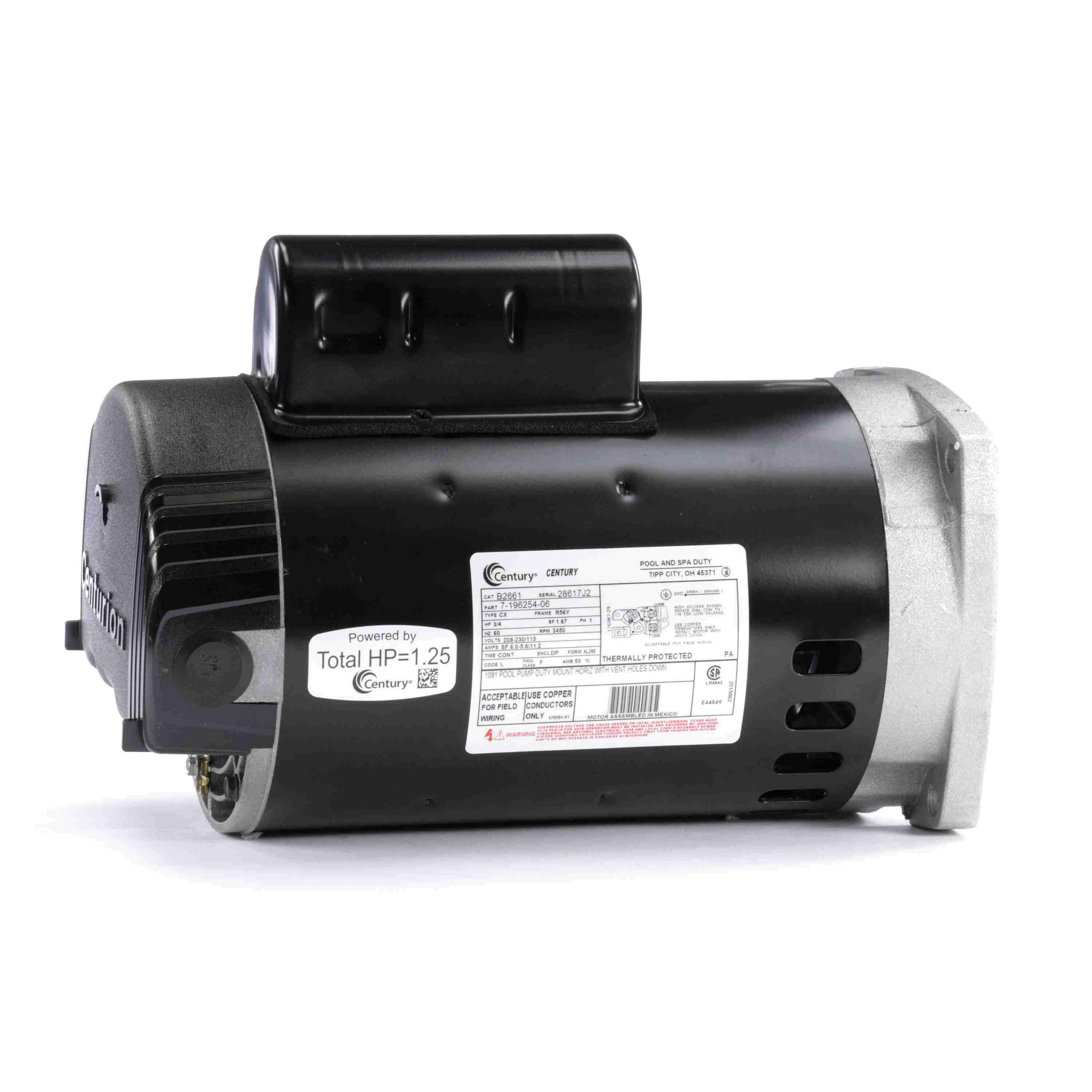 Century Pool Pump Motor 3/4HP 1-Speed 1 Phase 60Hz 208-230/115V 56Y Frame  