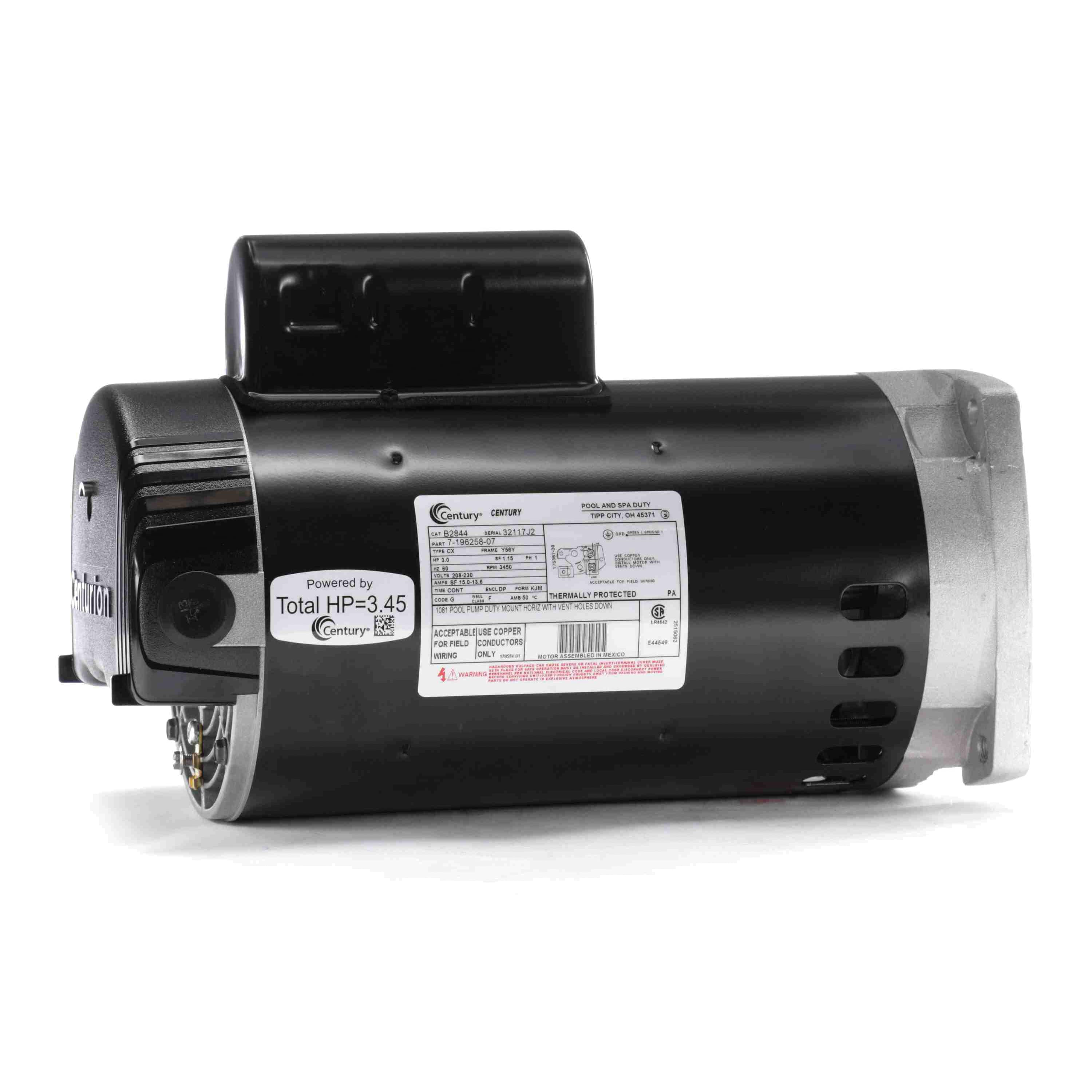 Century Centurion 3 hp Single-Phase 208 to 230V 56Y Square Flange Pump Motor | B2844 image 3