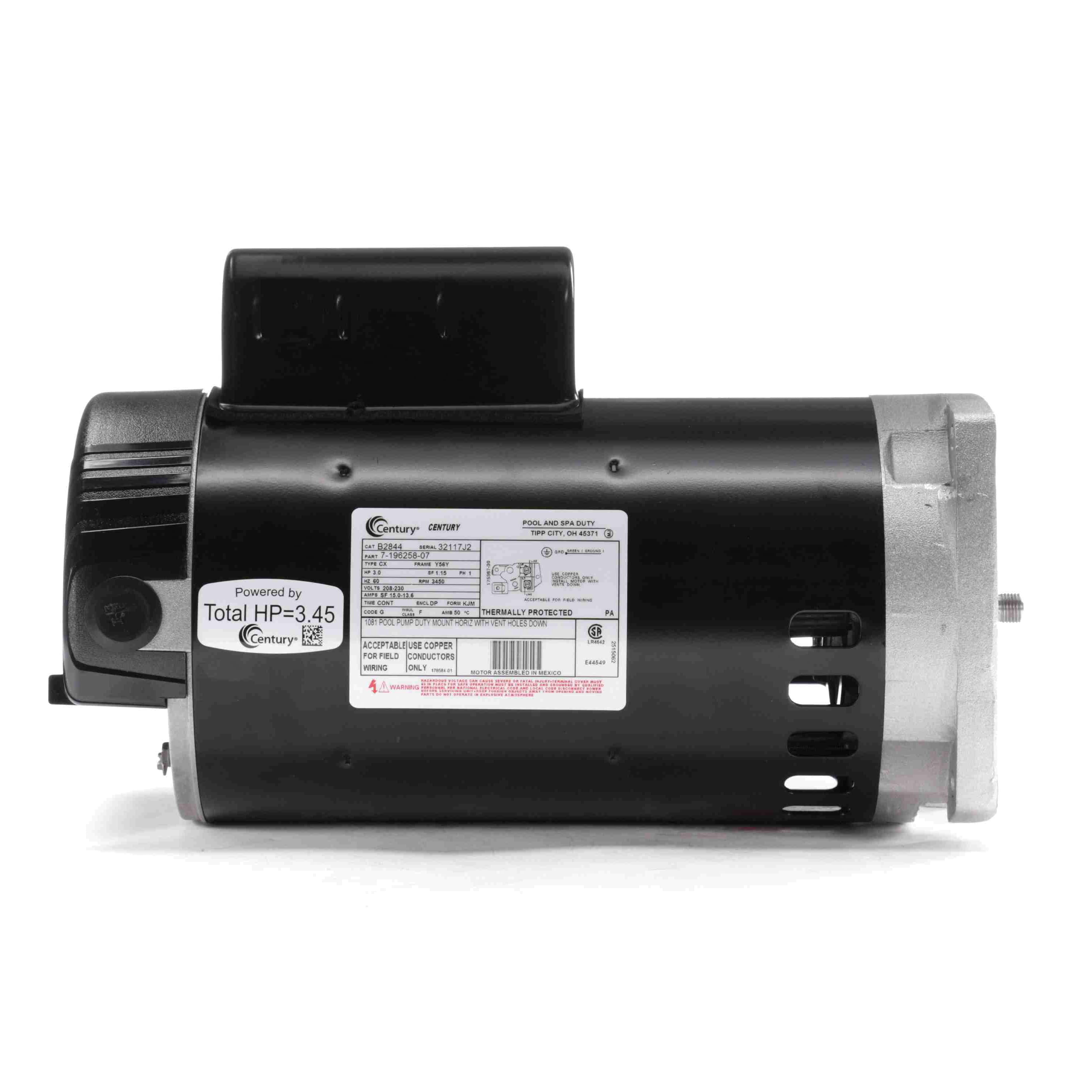 Century Centurion 3 hp Single-Phase 208 to 230V 56Y Square Flange Pump Motor | B2844 image 4