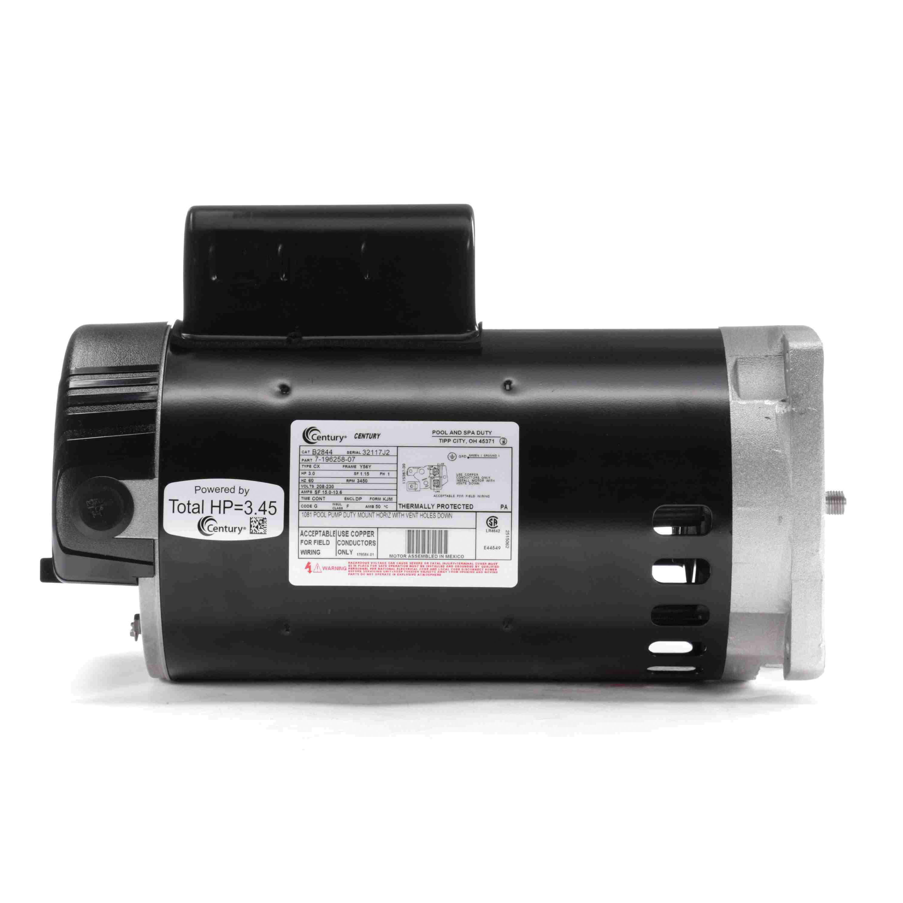 Century Centurion 3 hp Single-Phase 208 to 230V 56Y Square Flange Pump Motor | B2844 image 8