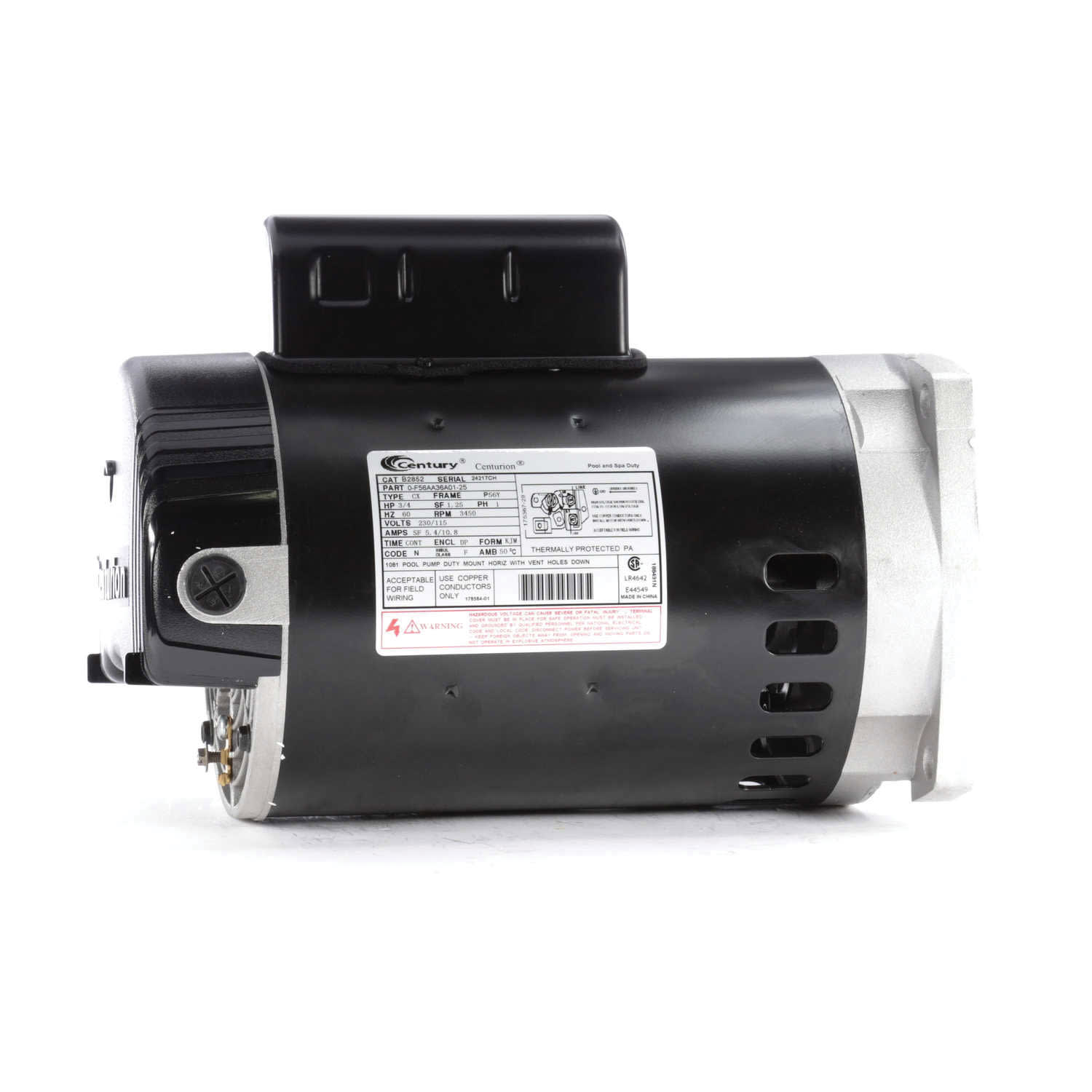 Century Centurion 3/4 hp Single-Phase 115/230V 56Y Square Flange Pump Motor | B2852 image 3