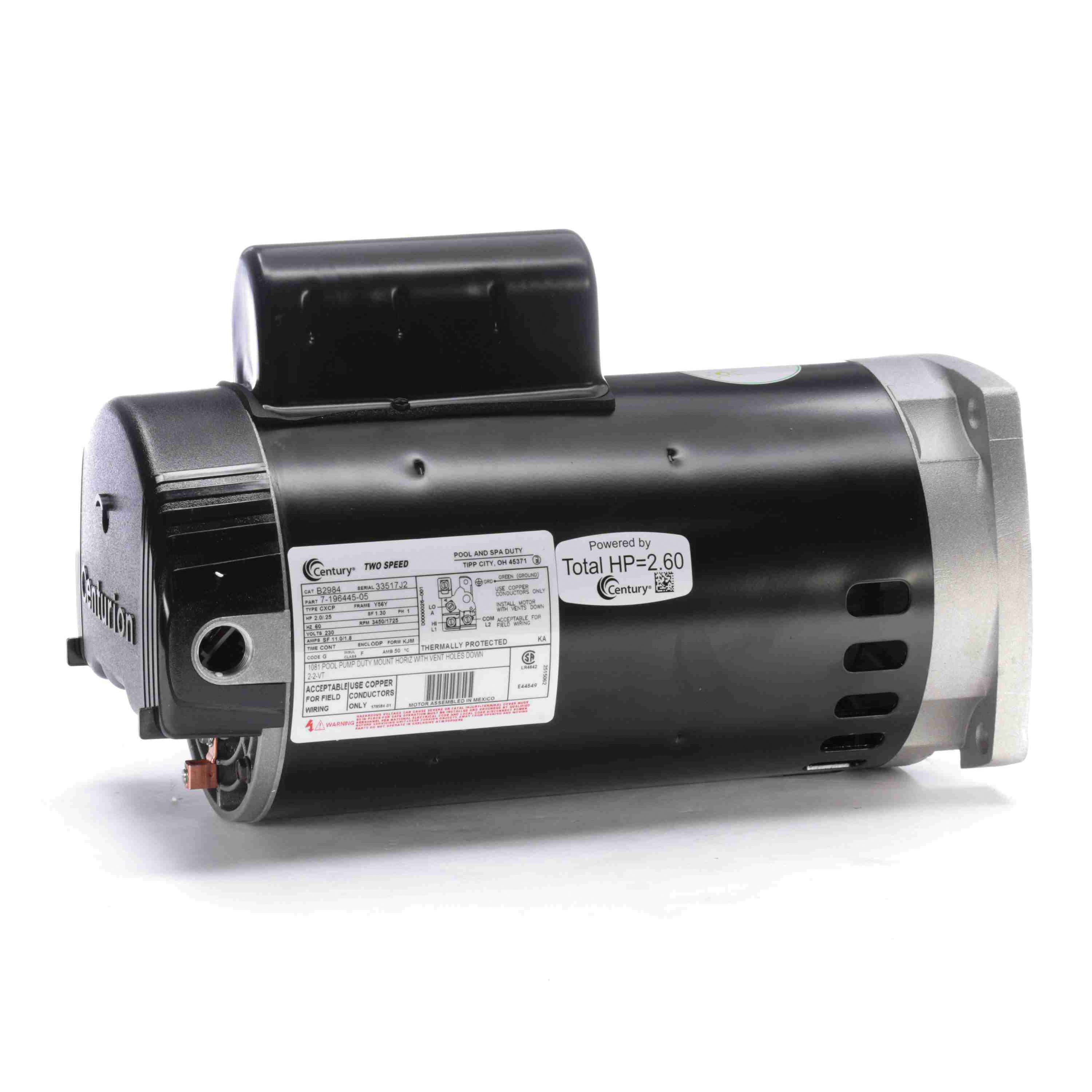 Century Pool Pump Motor 2HP 2-Speed 1 Phase 60Hz 230V 56Y Frame  