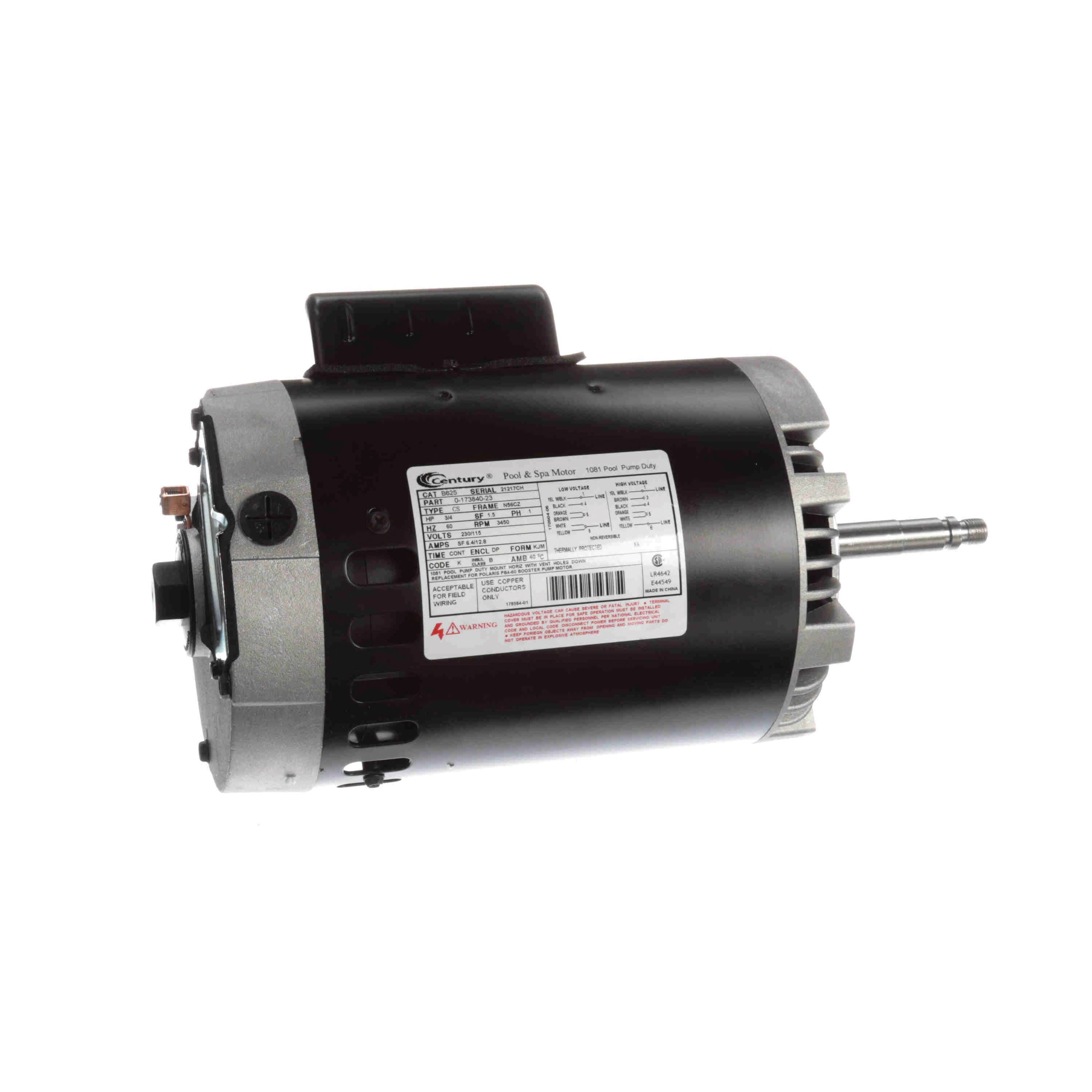 Century Polaris Booster Pump Motor 3/4HP 3450 RPM 56CZ Frame  