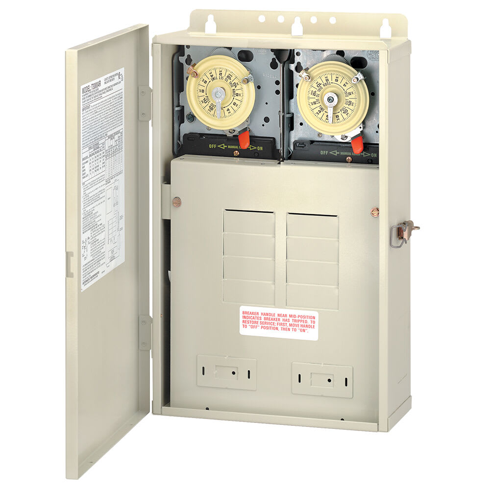 Intermatic 16in X 10in X 4-1/2in Two T104M In Otdr Enclosure Intermatic 100 Amp Panel 2-220V Mechanisms  