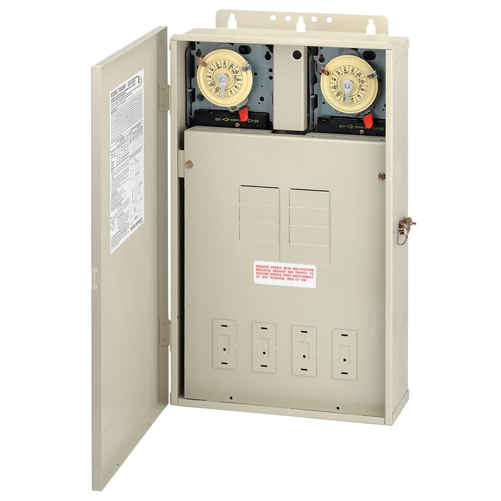 Intermatic 20" X 12' X 4-1/2" Two T104M In Otdr Enclosure Dual Clock With 8 Circuit Breakers - product image