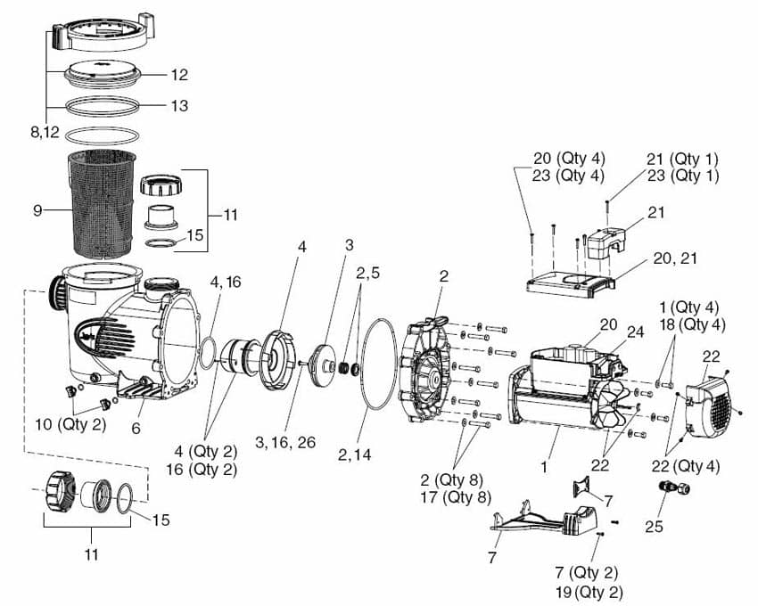 Jandy 2" x 2-1/2" Tailpiece Kit w/ O-Ring & Coupling Nut | R0446101 image 2