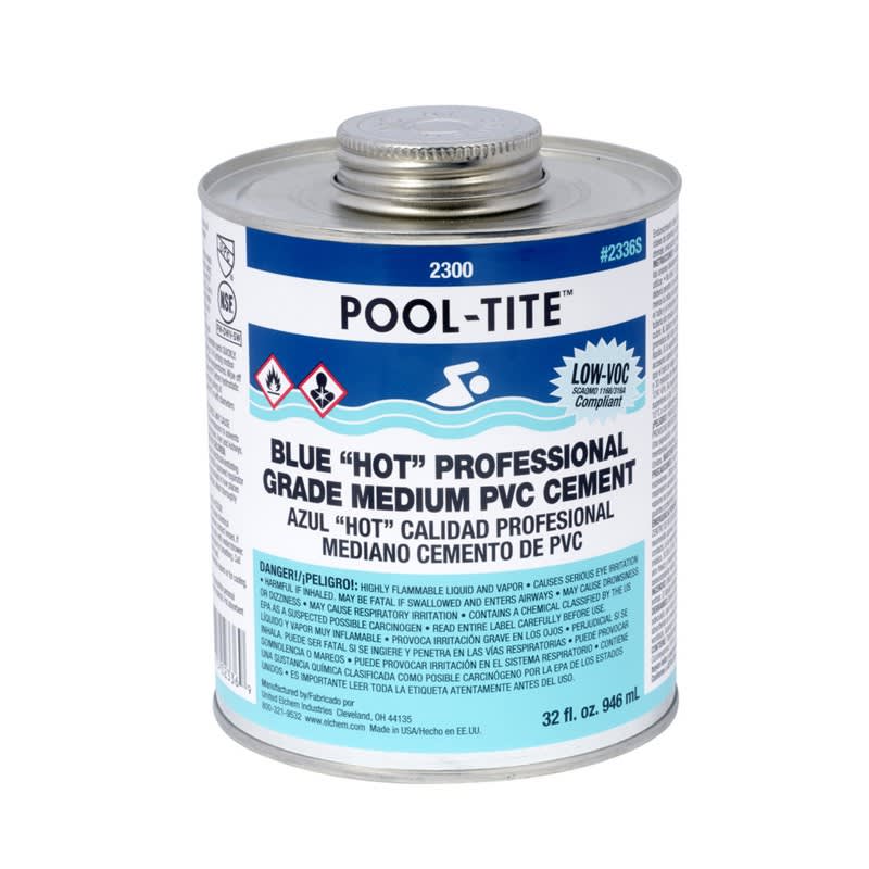 Oatey 2336S Quart Pool Tite PVC Med Hot Blue Cement Glue Pool Tite Quart Low V.O.C. Texas 2336S - product image