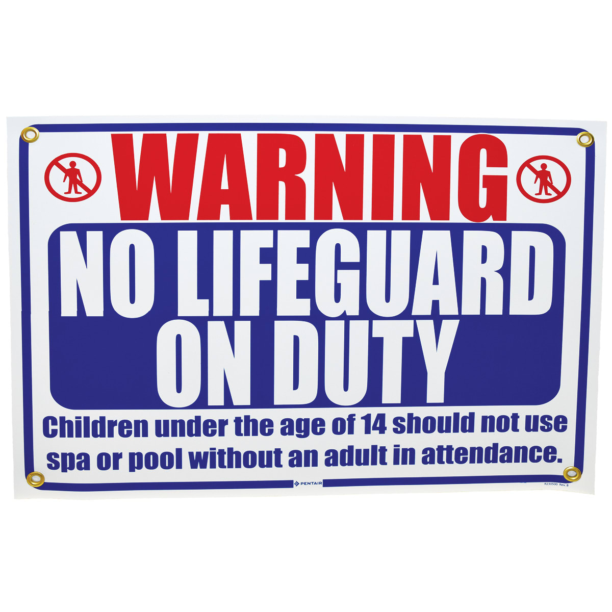 Pentair Sign No Lifeguard On Duty 18 x 24 Two Color