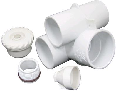 Waterway Mini Gunite Complete Tee Body Assembly, White  