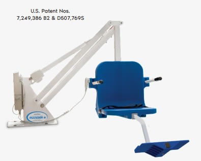 Aqua Creek Ranger 2 Ada Lift 350 Lbs Capacity White/Blue Seat No Anchor
