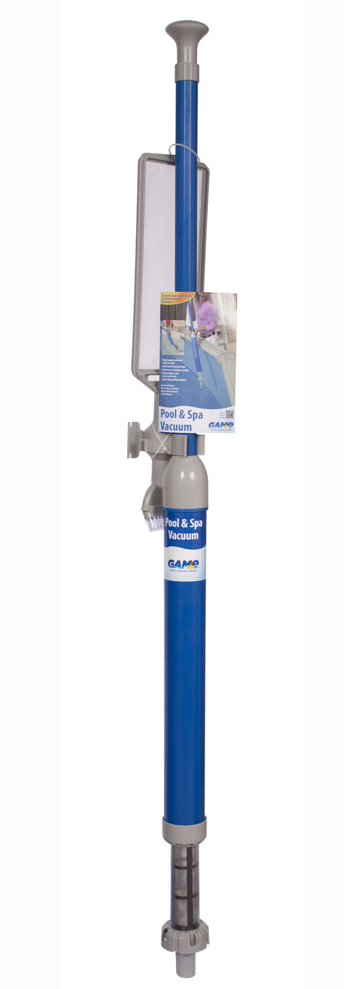 Game Handheld Pool & Spa Vacuum, Includes Wide-End Nozzle and Slide-on Brush (6 piece display/assembled)  