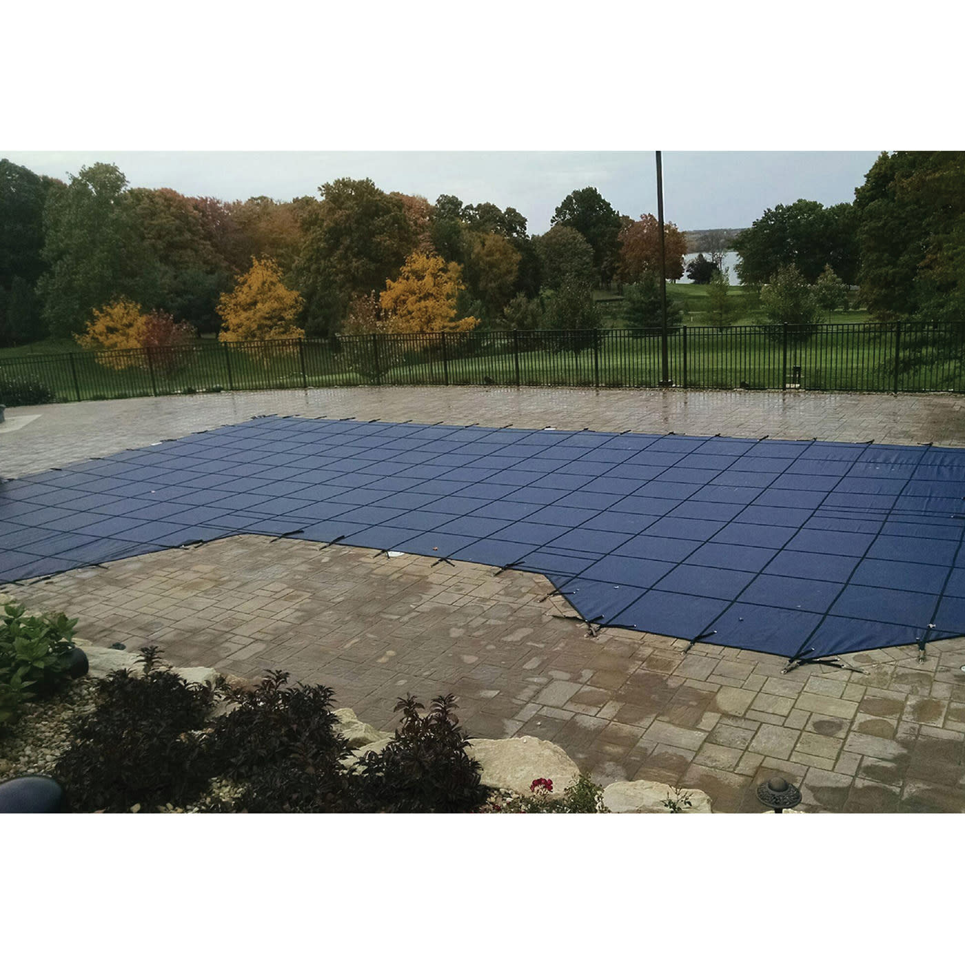 GLI 18' x 36' Rectangle Mesh Safety Cover w/ 4' x 8' CES, Blue | 20-1836RE-CES48-PRM-BLU image 3