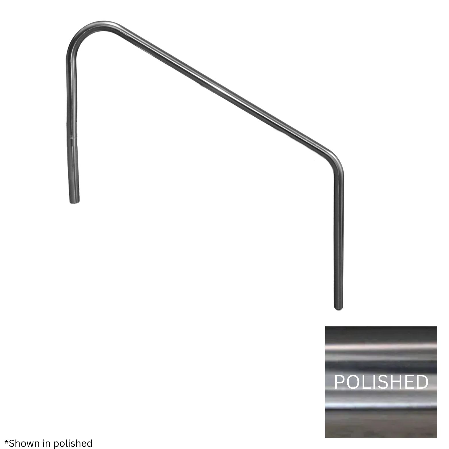 Global Classic 2 Bend 5ft Stair Rail Polished .049  Global-Rl-C49-2Bndsr5-Ss