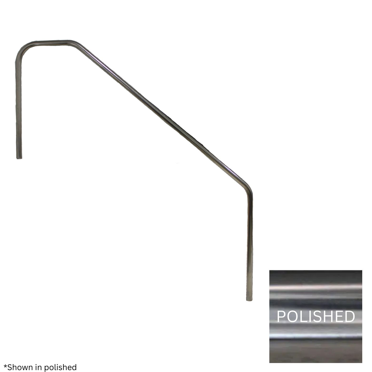 Global Classic 3 Bend 4ft Stair Rail Polished .049 Lower Leg Extended 12in  Global-Rl-C49-3Bndsr4-Ss-L