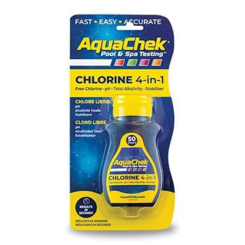 AquaChek Yellow 4-In-1 Chlorine Test Strips, 50 Strips per Bottle  