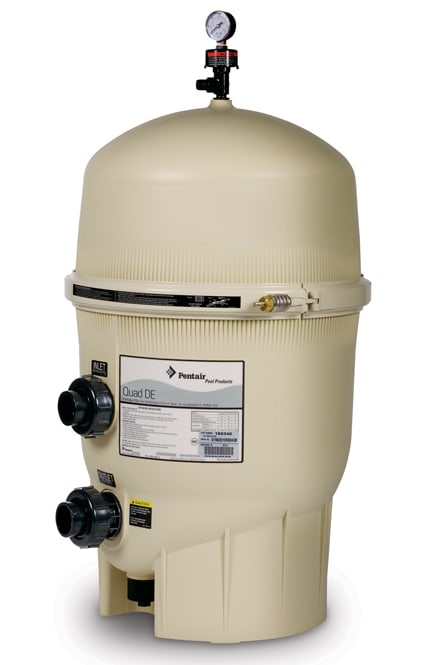 Pentair Quad D.E. Cartridge Style Filter, 60 sq. ft, 21.5in Diam, 120 GPM, 86,400 gallons  