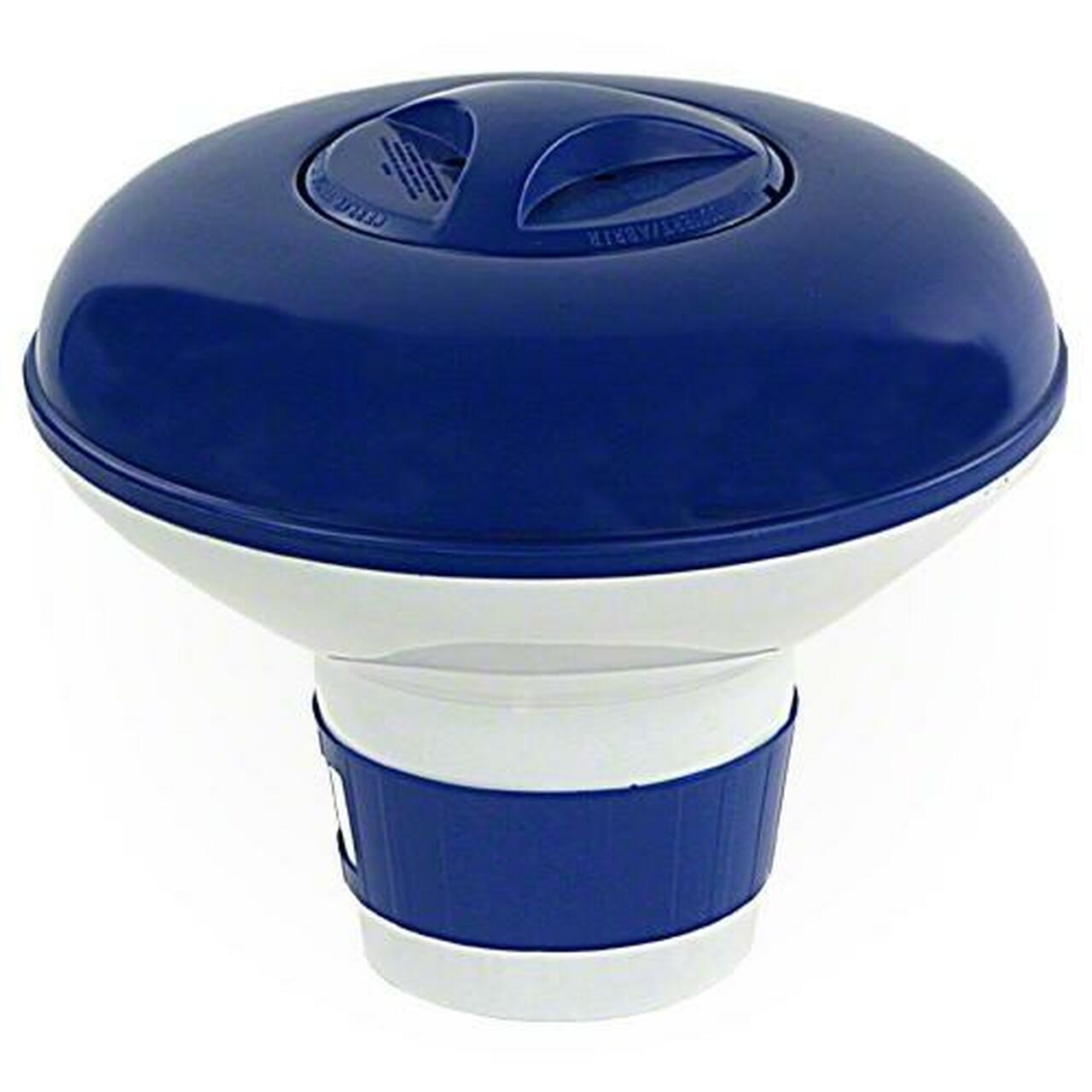 Swimline HydroTools Large Capacity Floating Chemical Dispenser, Blue & White, for Use with 3" Tabs or 1" Tablets, Holds Up to 3lbs - product image