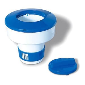 Swimline HydroTools Floating Chemical Dispenser, Blue & White, for Use with 3" Tabs or 1" Tablets, Holds Up to 3lbs - product image