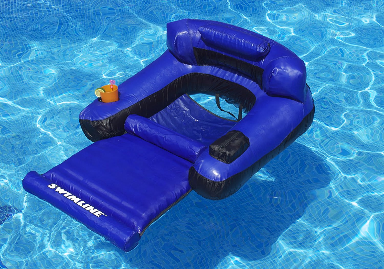 Swimline Fabric Covered Floating Pool Lounger, Blue/Black  