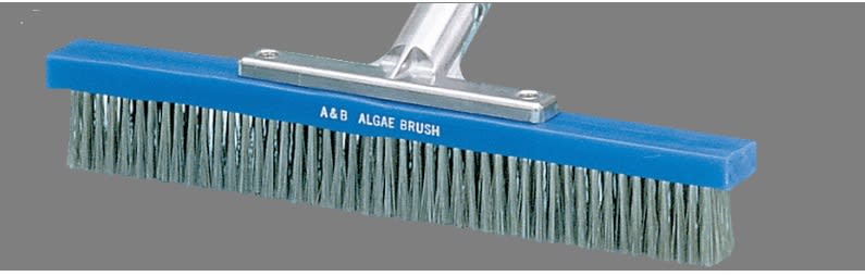A&B Metal-Back Algae Brush, Stainless Steel Bristles 12in   AAB