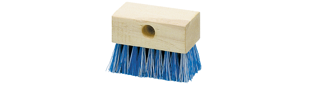 A&B Wood Back Tile Brush, Blue & White Bristle 5in   AAB
