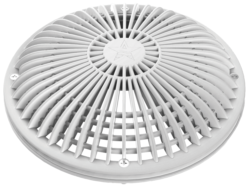 AquaStar 10in Round MoFlow Suction Outlet Cover and Mud Frame, White  
