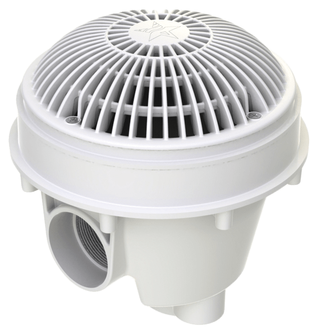 AquaStar 8in Round MoFlow Suction Outlet Cover with Standard 2in NPT, 2in Socket ABS Pump, 2 Pack, White  