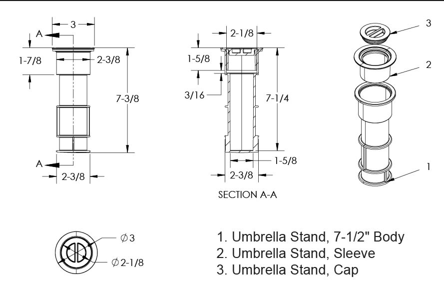 Aquastar 7.5" Umbrella Stand Sleve And image 3