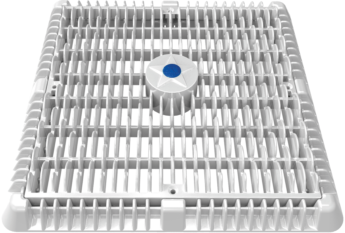 AquaStar 12in Square Wave Anti-Entrapment Suction Outlet Cover, Vented Riser Ring and Mud Frame, White  