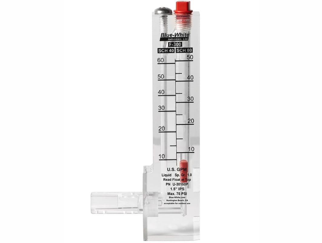 Blue White Vertical Flowmeter Plastic , 2" - product image