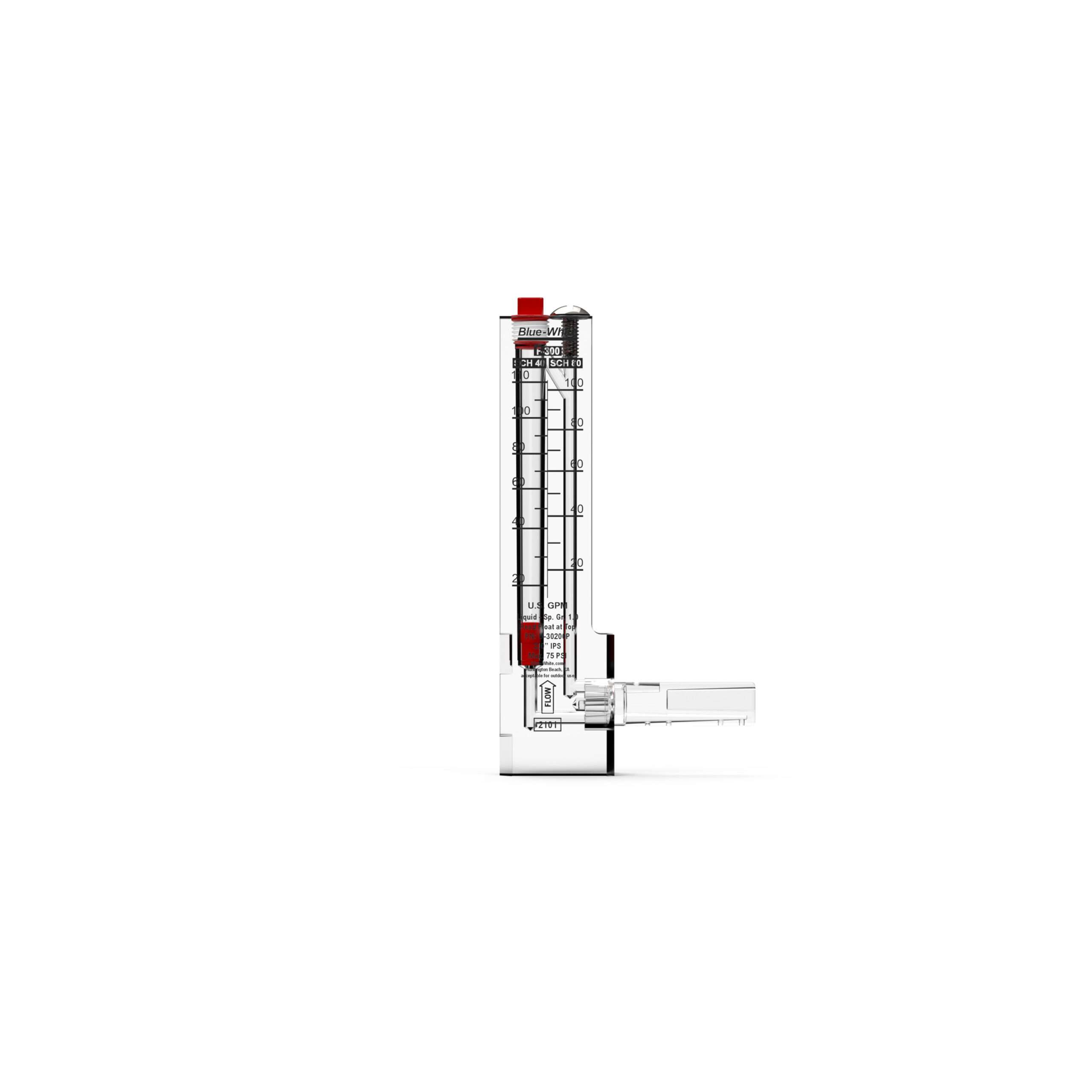 Blue White Vertical Flowmeter Plastic , 2" image 2