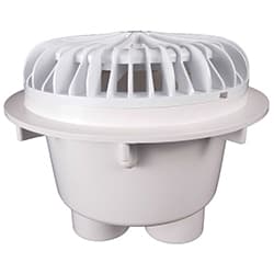 CMP Gunite Nova Drain, 1-1/2in S / 2in Sp Bottom Port, White Lid & Frame  