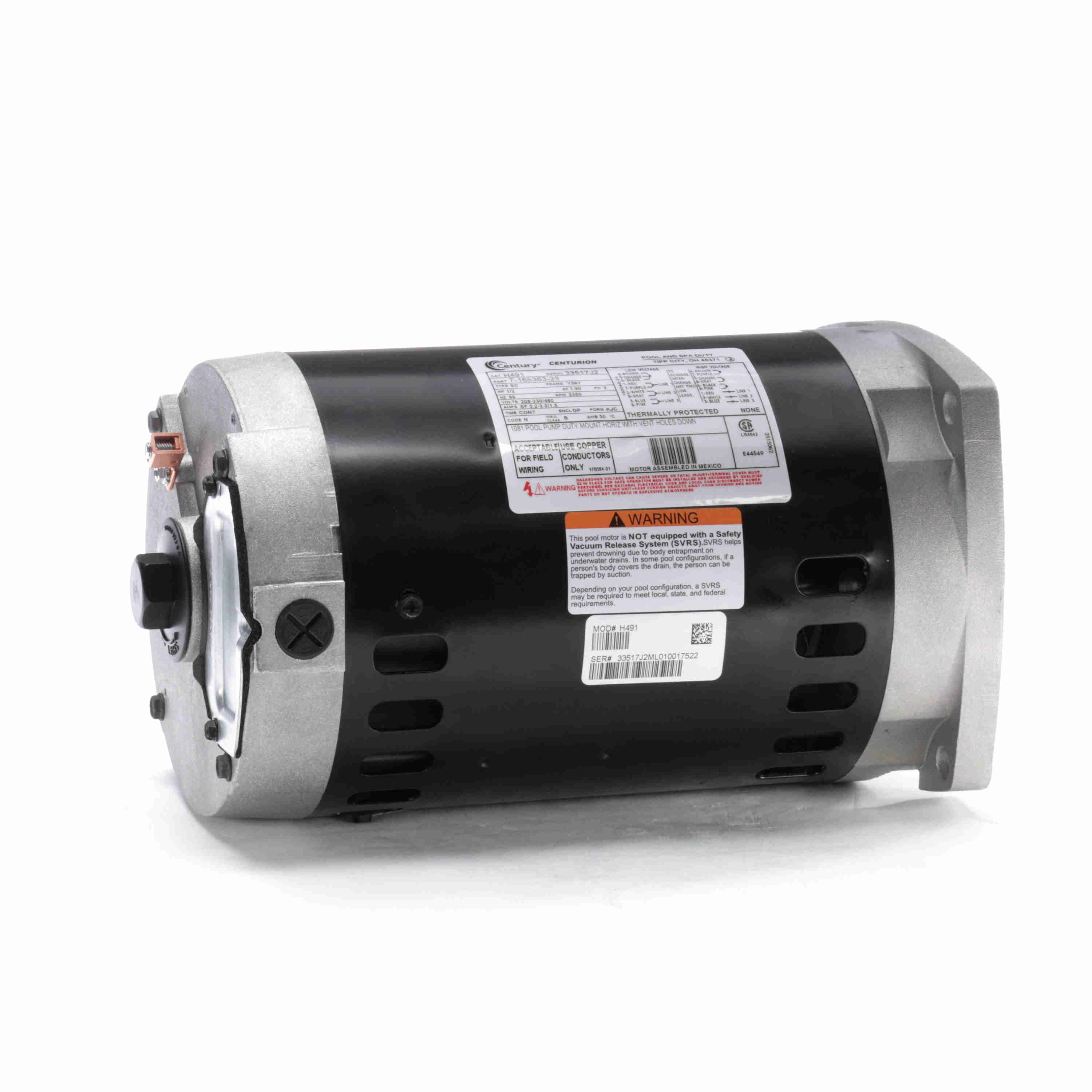 Century Regal Motor .50Hp 3Ph 208230/460V Sqfl Thrd | H491