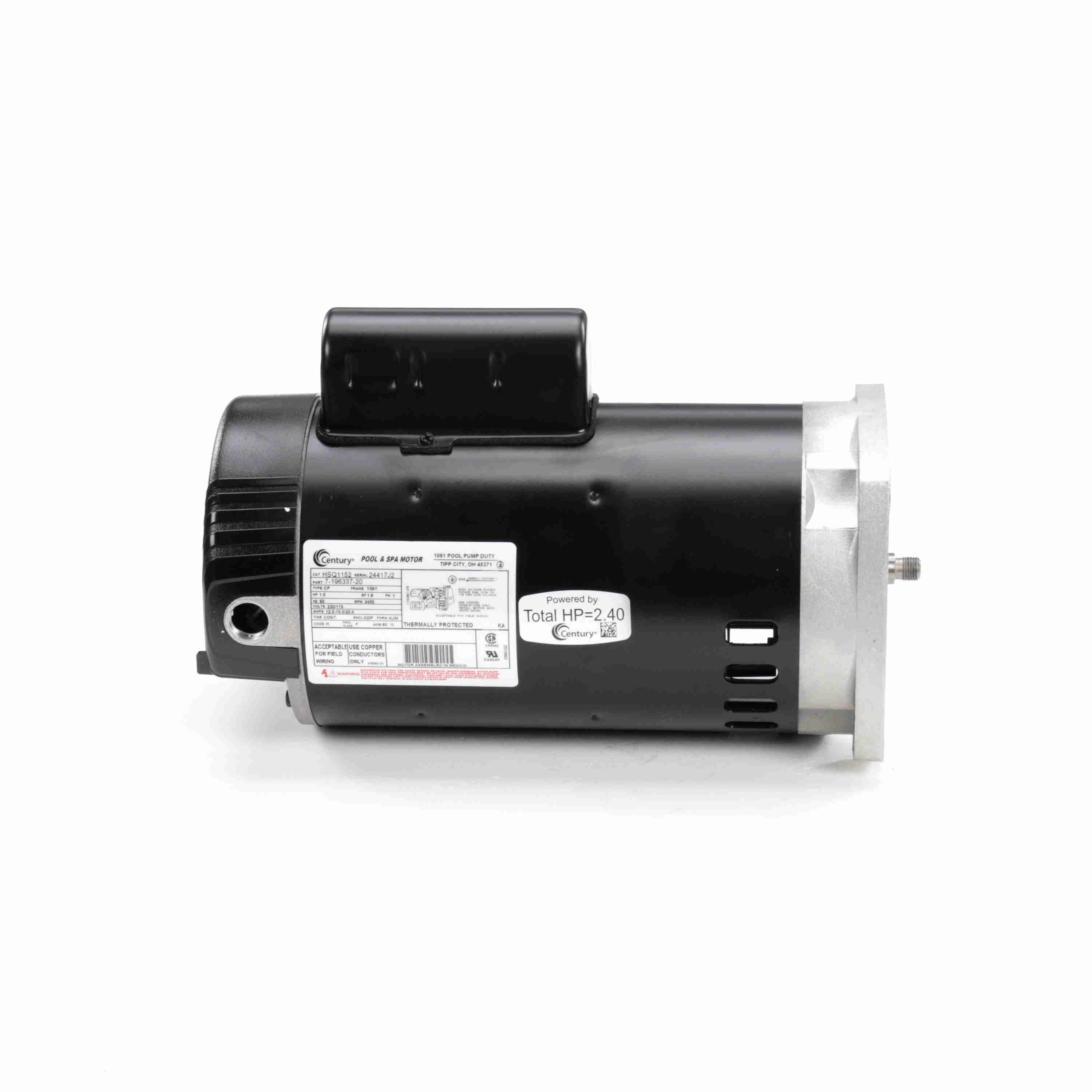 Century Pool Pump Motor 1.5HP 1-Speed 1 Phase 60Hz 230/115V 56Y Frame HSQ1152 image 4