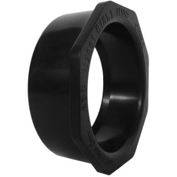 Flush Bushing, 4in x 3inSpigot x Hub Black ABS