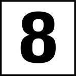 Inlays 8 Sm 8 (Number Only) Depth Marker-Ceramic Blk/Wht Smooth 6" Depth Marker 8 Smooth Finish 6In X 6In Ceramic