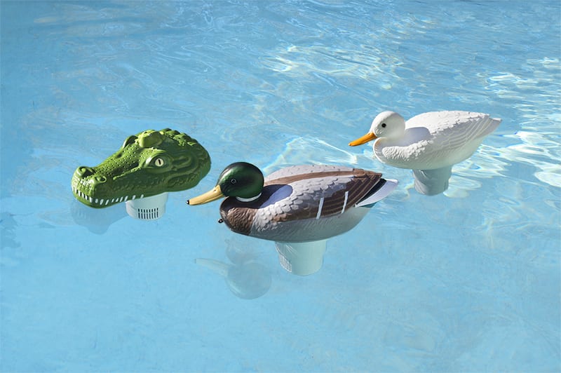PoolMaster Mallard Duck Floating Chlorine Dispenser, Telescopic Dispenser with Adjustable Chlorine Control Ring, for Use with 1" or 3" Tabs - product image